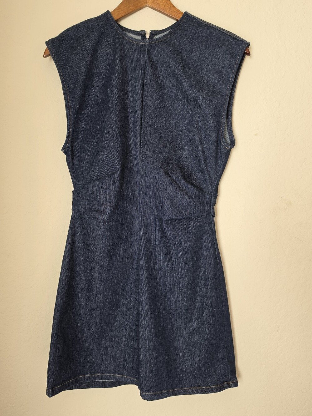 NWT Zara Denim Mini Dress Womens XS Blue Dark Wash Quiet Luxury‎ Minimalist